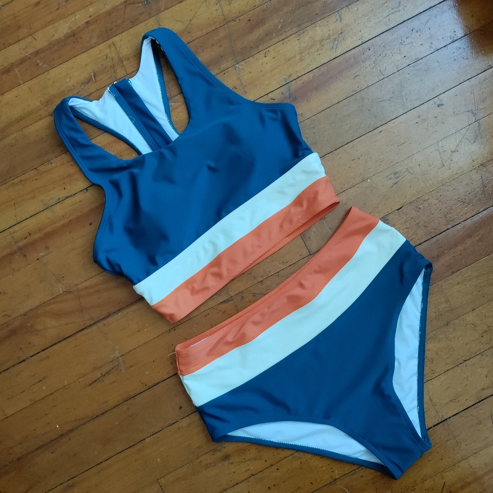 NWOT Colorblock Bikini Size S